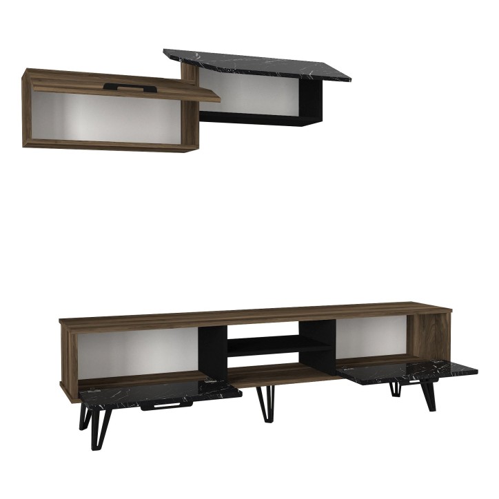 Mueble TV con estante Lampert nogal