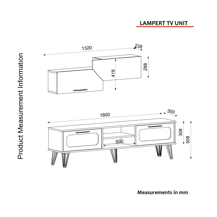 Mueble TV con estante Lampert nogal