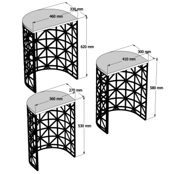 Set mesas de café (3 piezas) Stil Metal Ferforj negro nogal - 845HCT5231