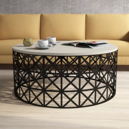 Mesa de centro Selin Metal Ferforje negro crema