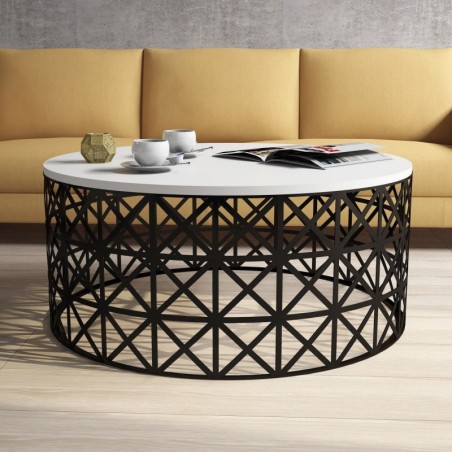 Mesa de centro Selin Metal Ferforje blanco negro