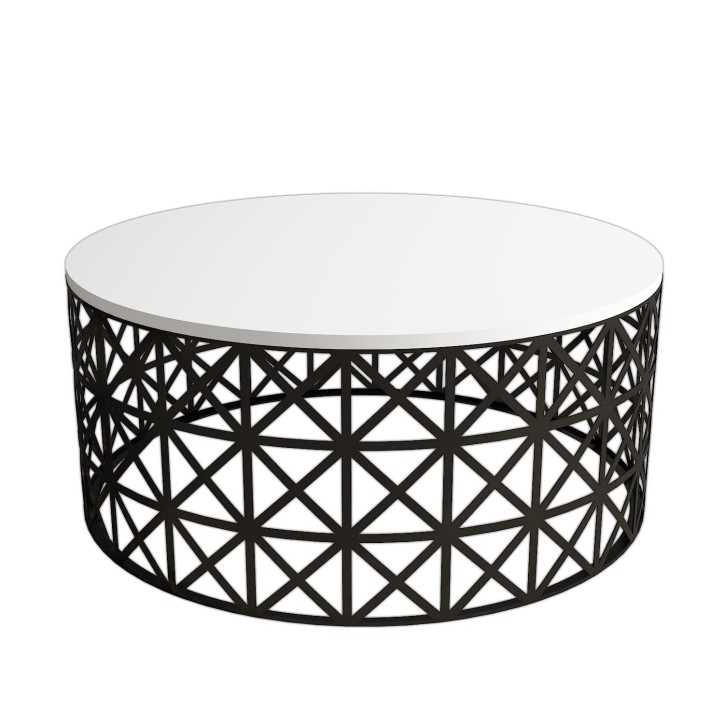 Mesa de centro Selin Metal Ferforje blanco negro