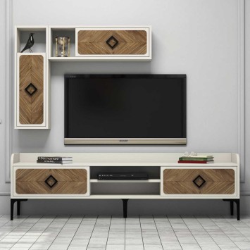 Mueble TV con estante Samba crema nogal - 845HCT3075