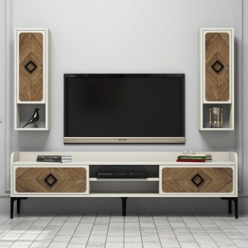 Mueble TV con estante Samba crema nogal - 845HCT3075