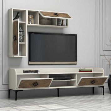 Mueble TV con estante Samba crema nogal - 845HCT3075