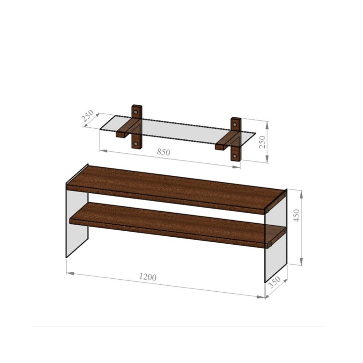 Mueble TV con estante TV104 nogal