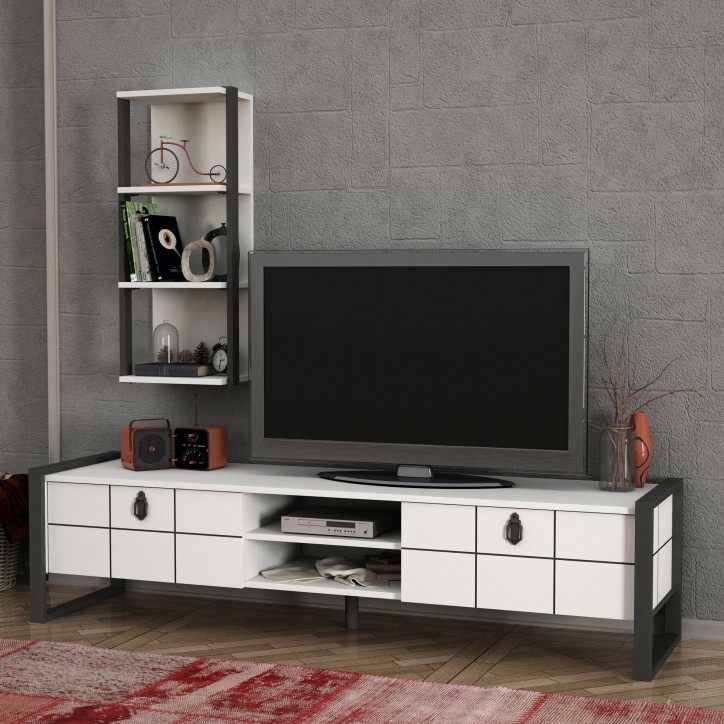 Mueble TV con estante Lost antracita blanco