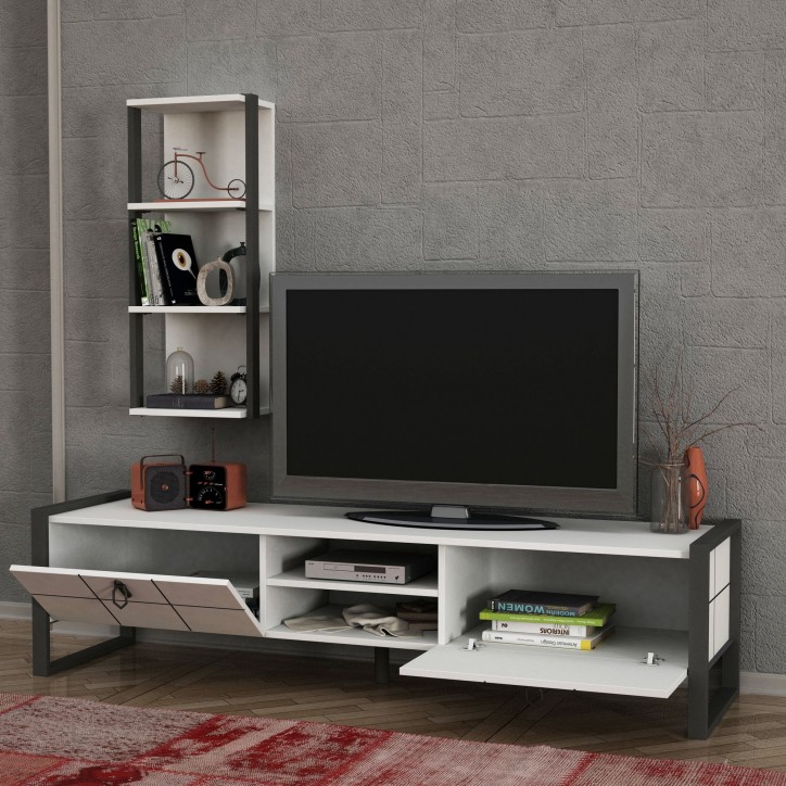 Mueble TV con estante Lost antracita blanco