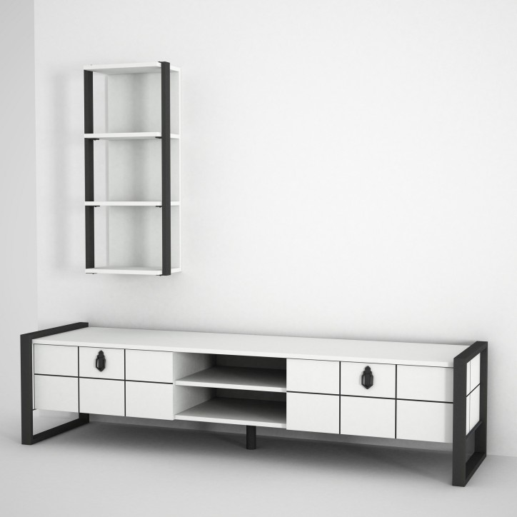 Mueble TV con estante Lost antracita blanco