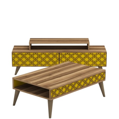 Conjunto de muebles de salón City amarillo nogal