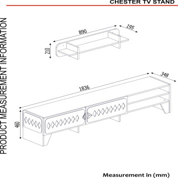 Mueble TV con estante Chester antracita nogal - 804TRH3063