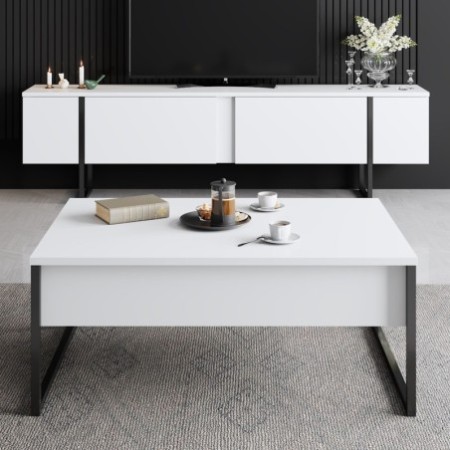 Conjunto de muebles de salón Luxe blanco negro