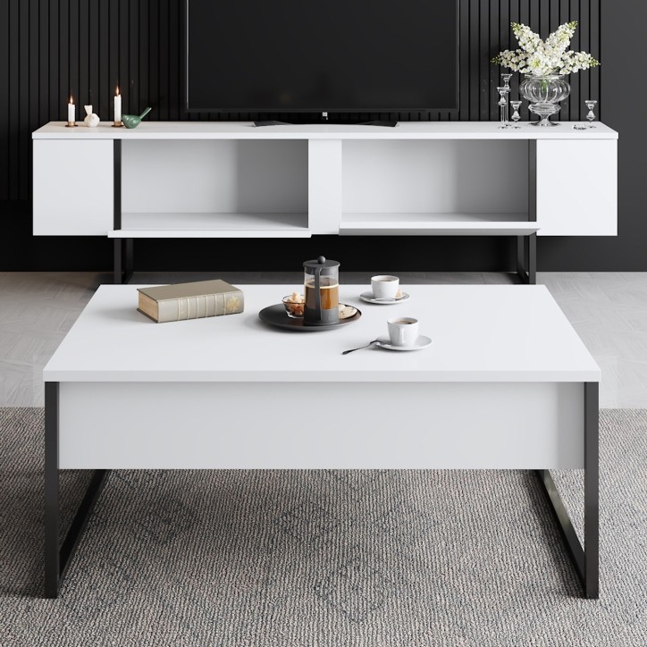 Conjunto de muebles de salón Luxe blanco negro