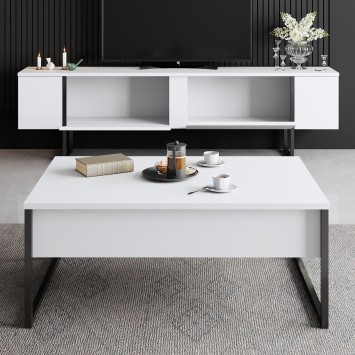 Conjunto de muebles de salón Luxe blanco negro - 618BLY1173