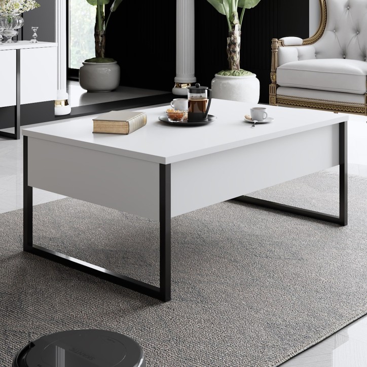 Conjunto de muebles de salón Luxe blanco negro