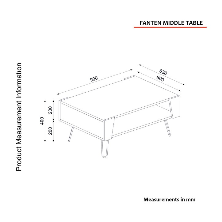 Mesa de centro Fanten Orta Sehpa zafiro negro