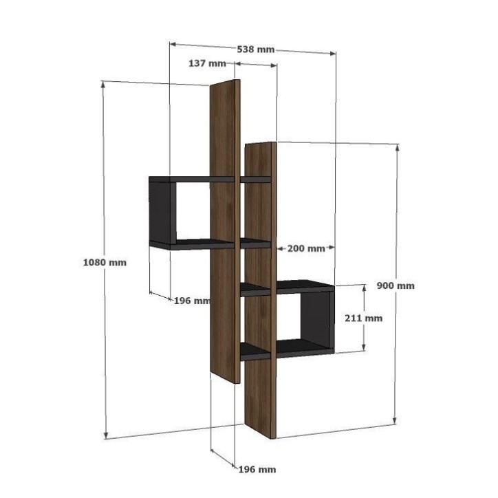 Estante de pared Emse zafiro roble antracita