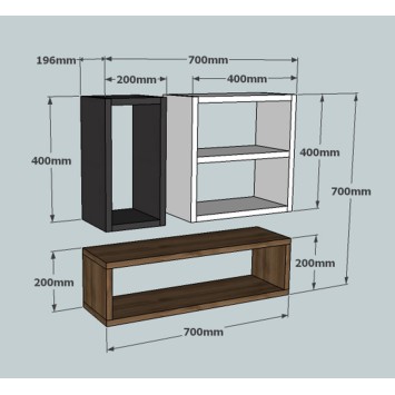 Estante de pared Ece nogal antracita blanco - 835PUQ1677