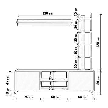 Mueble TV Meneviş L3010 blanco - 285LCV1127