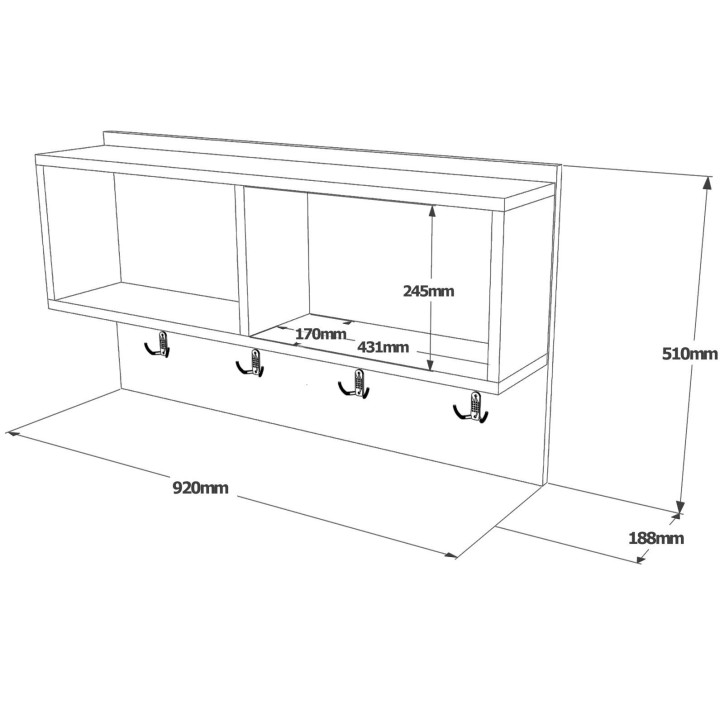 Estante de pared BN1-W blanco