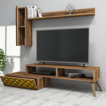 Mueble TV con estante Planet amarillo nogal - 845HCT3048