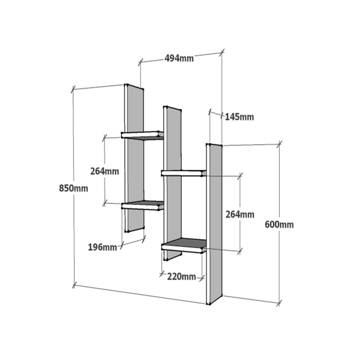 Estante de pared Su antracita roble