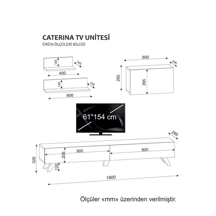 Mueble TV con estante Caterina nogal blanco