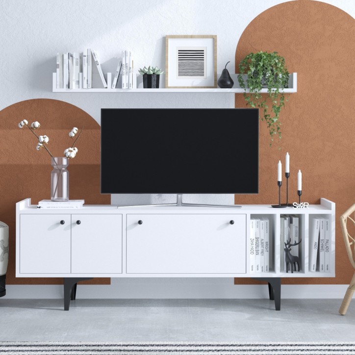 Mueble TV con estante Rigel blanco