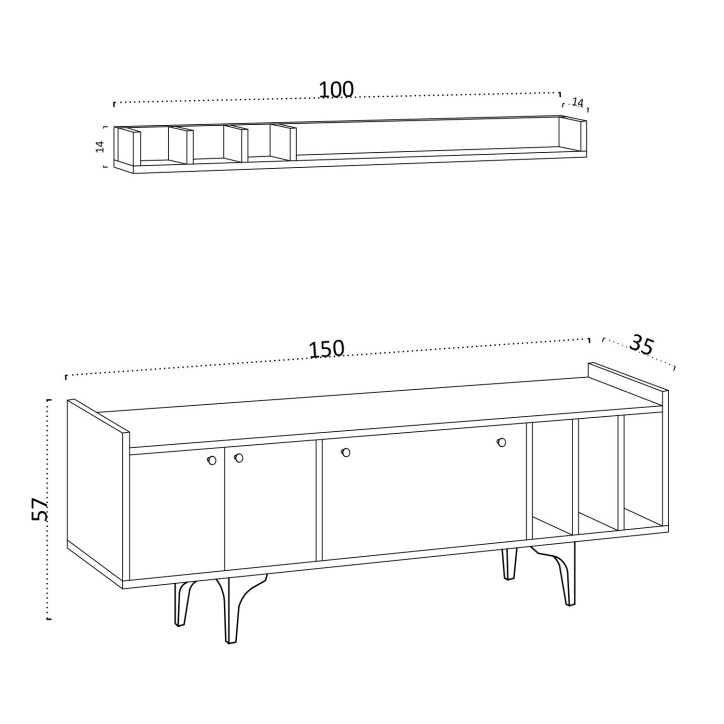 Mueble TV con estante Rigel blanco