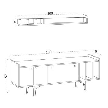 Mueble TV con estante Rigel blanco - 393MRD1241