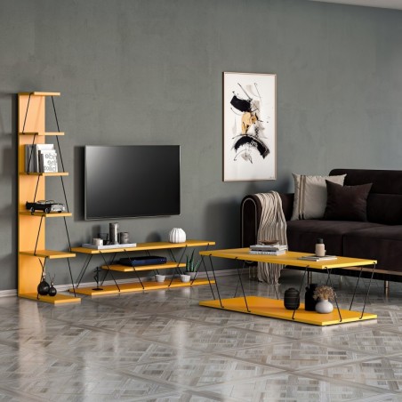 Conjunto de muebles de salón Epsilon negro amarillo