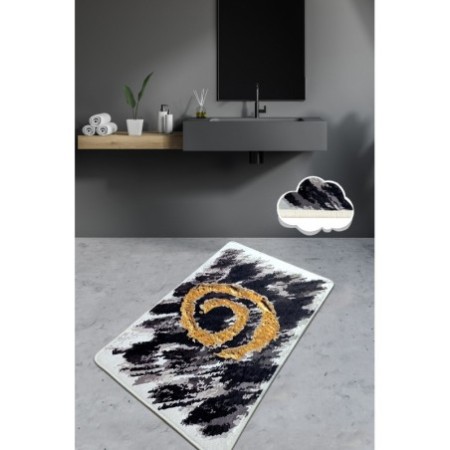 Alfombra de baño Dagger (70 x 120) oro blanco negro