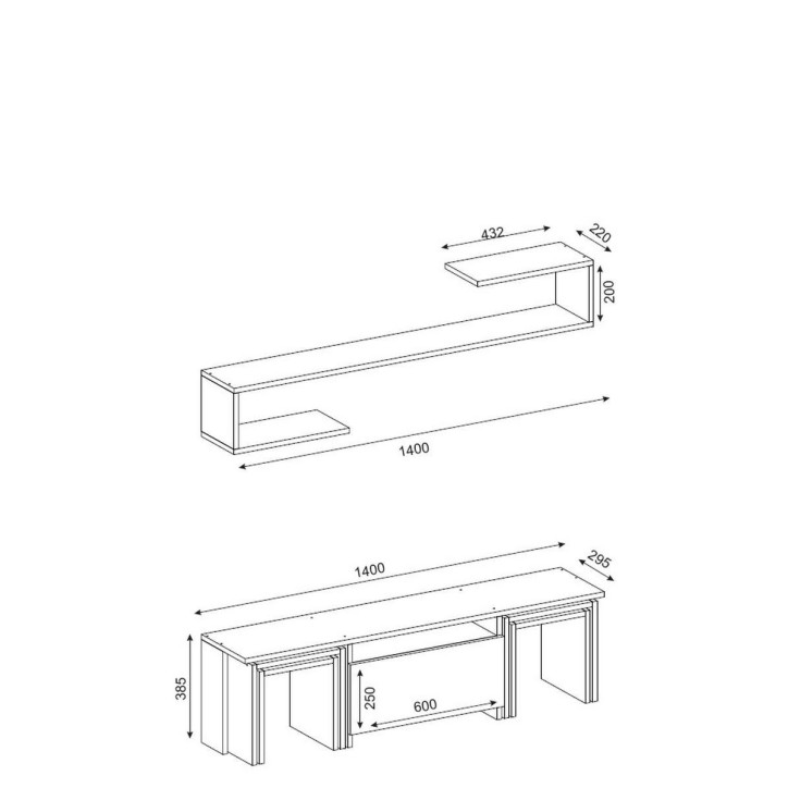 Mueble TV con estante Ege nogal blanco