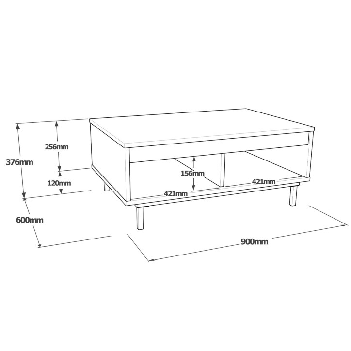 Mesa de centro LV29-RL gris negro