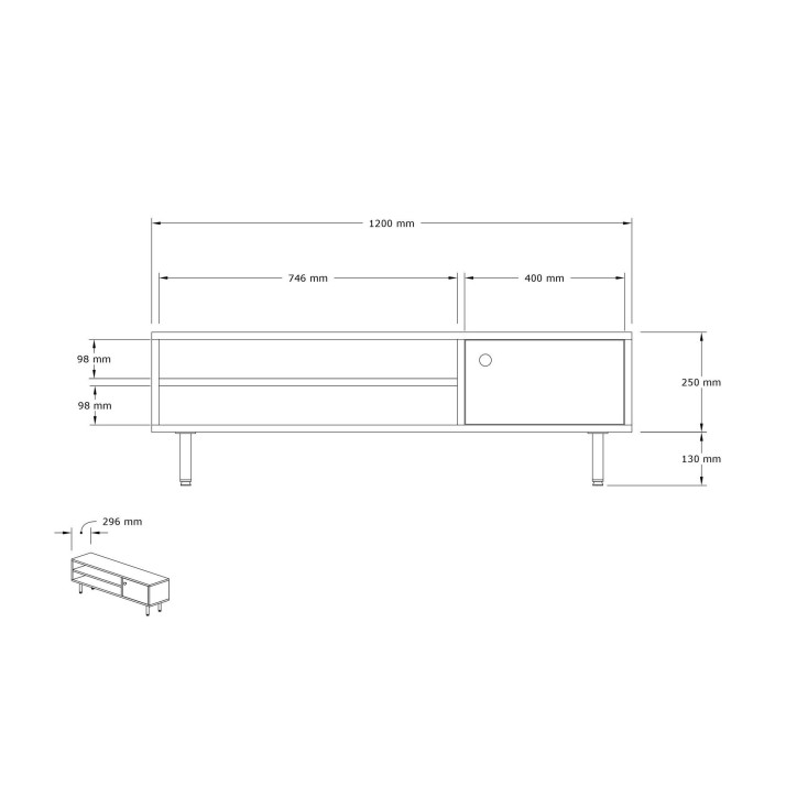 Mueble TV con estante Avila antracita