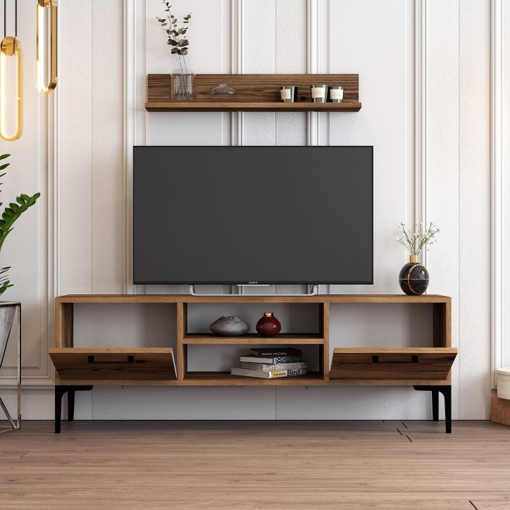 Mueble TV con estante Riga nogal