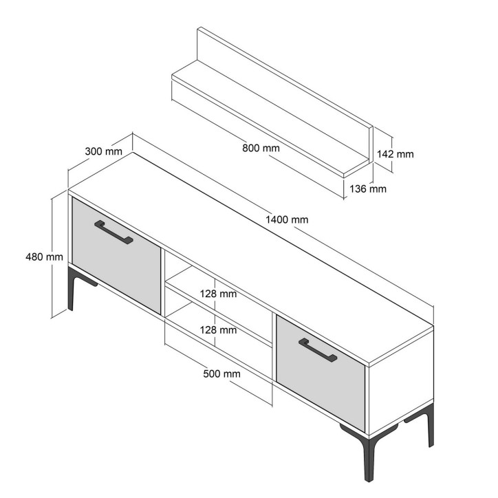 Mueble TV con estante Riga nogal