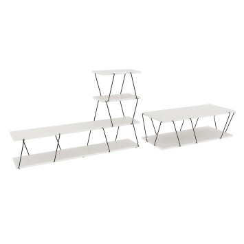 Conjunto de muebles de salón Başak blanco negro - 854KLN2913