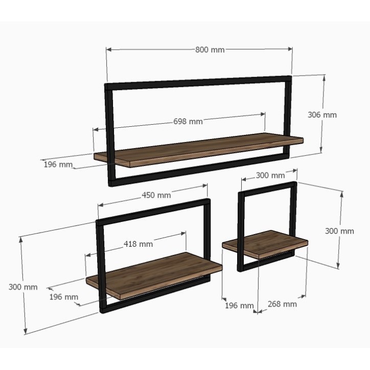 Estante de pared Yeso antracita