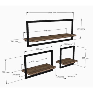 Estante de pared Yeso antracita - 495SSE1184