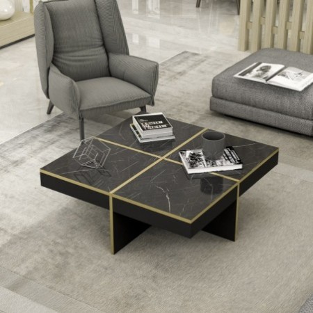 Mesa de centro Diamond dorado negro