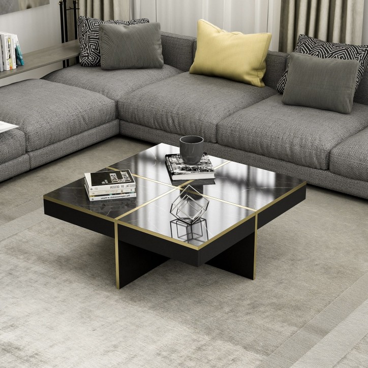 Mesa de centro Diamond dorado negro