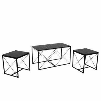 Set mesas de café Defne negro mármol - 854KLN2910