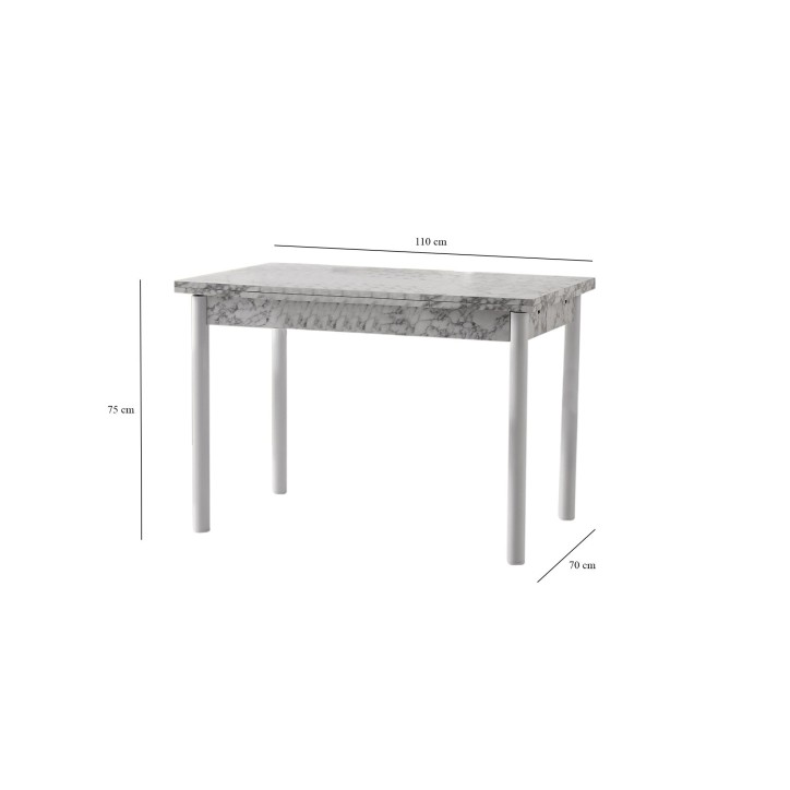 Mesa de comedor extensible Polo-1305 gris blanco