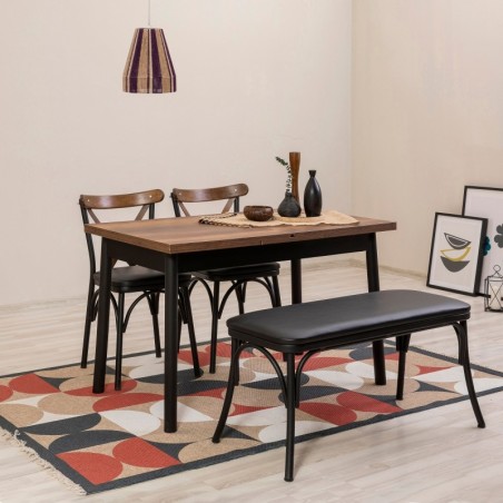 Set mesa comedor extensible y sillas (4 piezas) Oliver negro