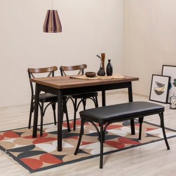 Set mesa comedor extensible y sillas (4 piezas) Oliver negro - 869VEL8161