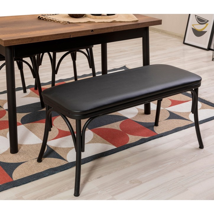 Set mesa comedor extensible y sillas (4 piezas) Oliver negro