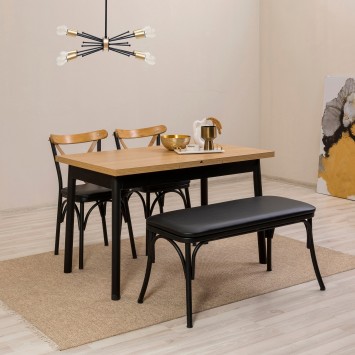 Set mesa comedor extensible y sillas (4 piezas) Oliver negro - 869VEL8169