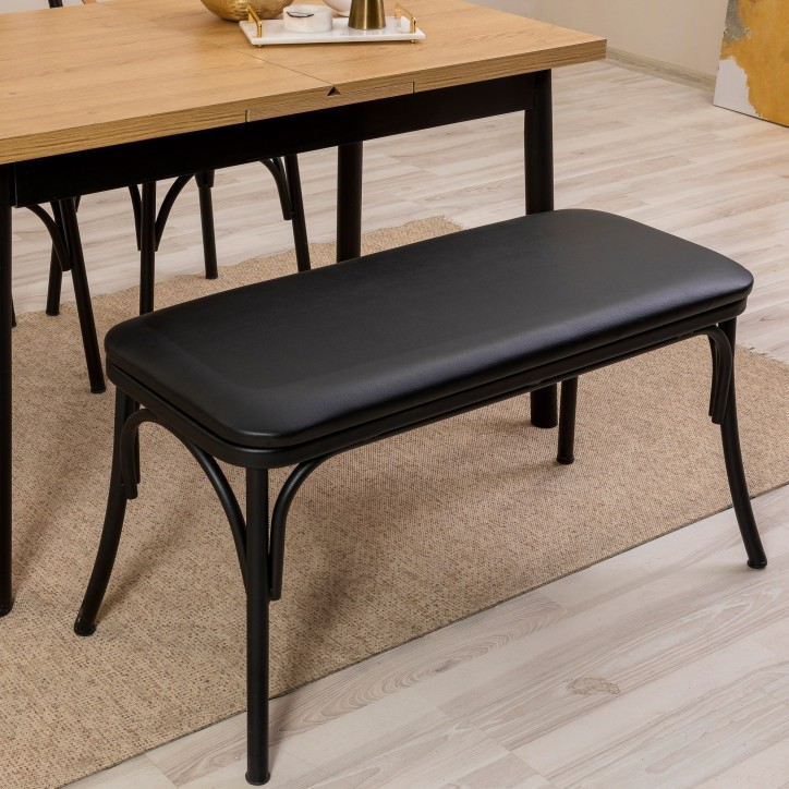 Set mesa comedor extensible y sillas (4 piezas) Oliver negro