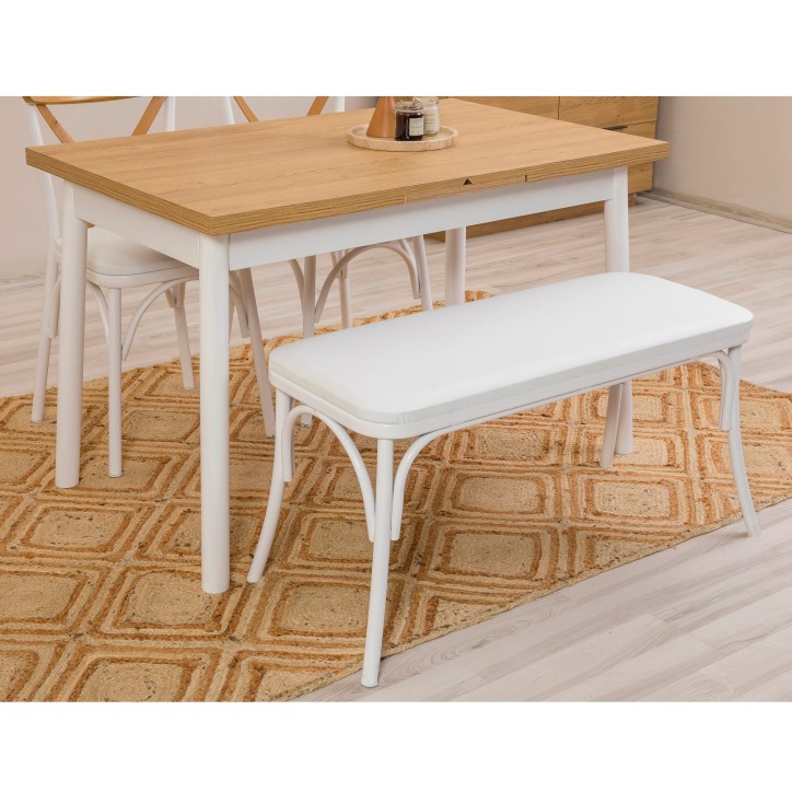 Set mesa comedor extensible y sillas (4 piezas) Oliver blanco